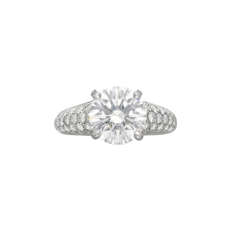 Platinum and 3.41ct Round Brilliant Cut Diamond Engagement Ring
