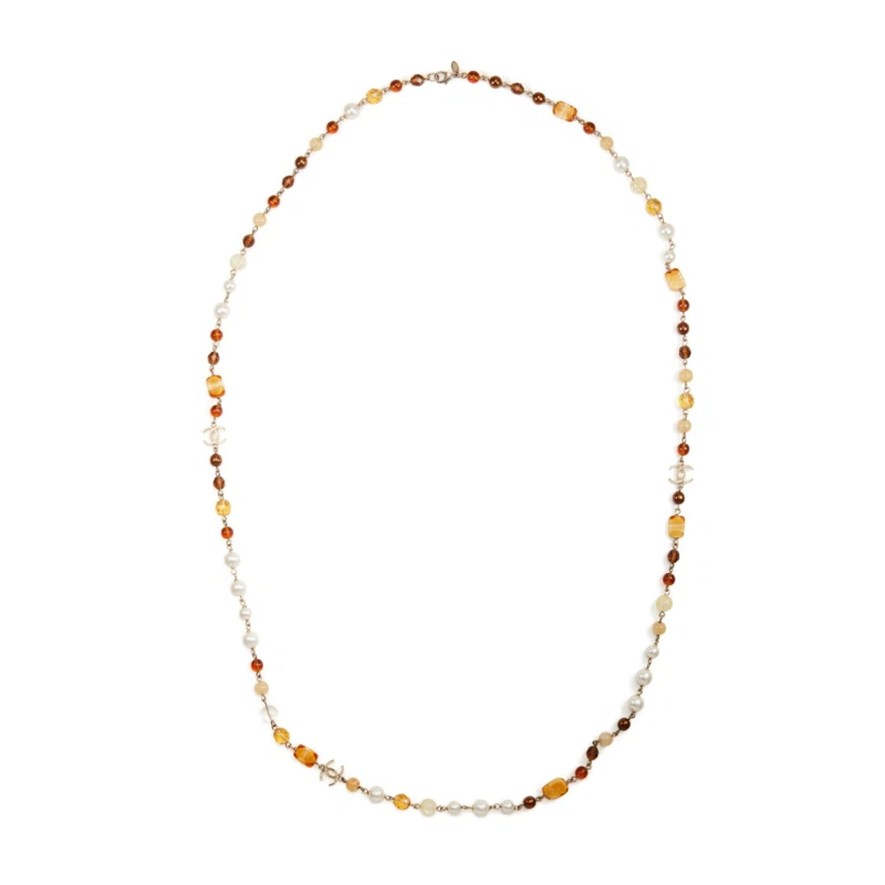 Multicolor Glass, Metal and Imitation Pearl CC Necklace, 2007