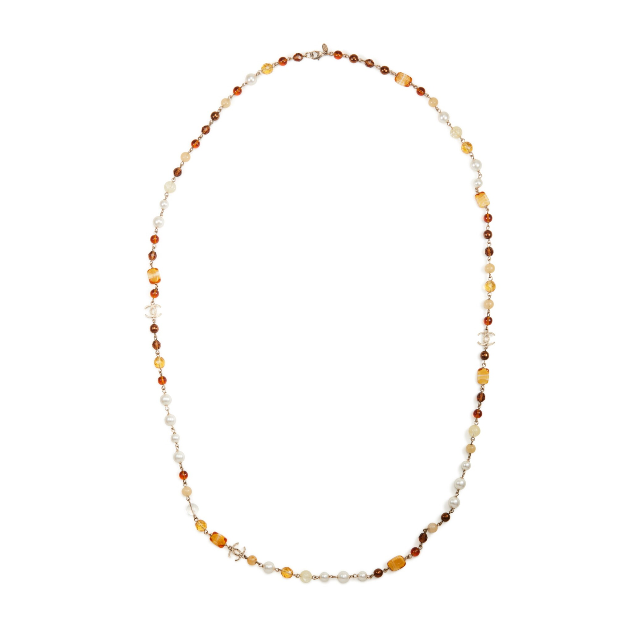 Multicolor Glass, Metal and Imitation Pearl CC Necklace, 2007 — view 1