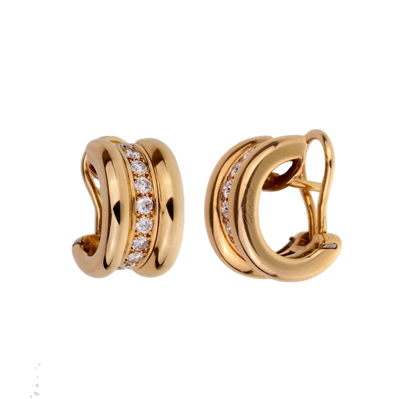 Gold and Diamond La Strada Hoop Earrings