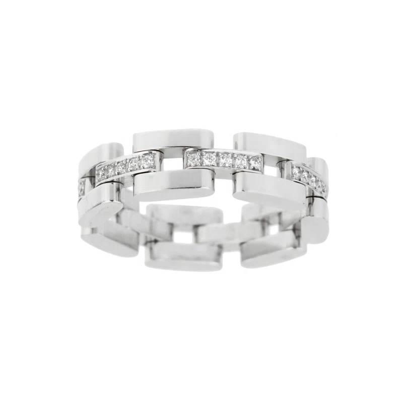 White Gold and Diamond Les Chaines 3 Row Ring
