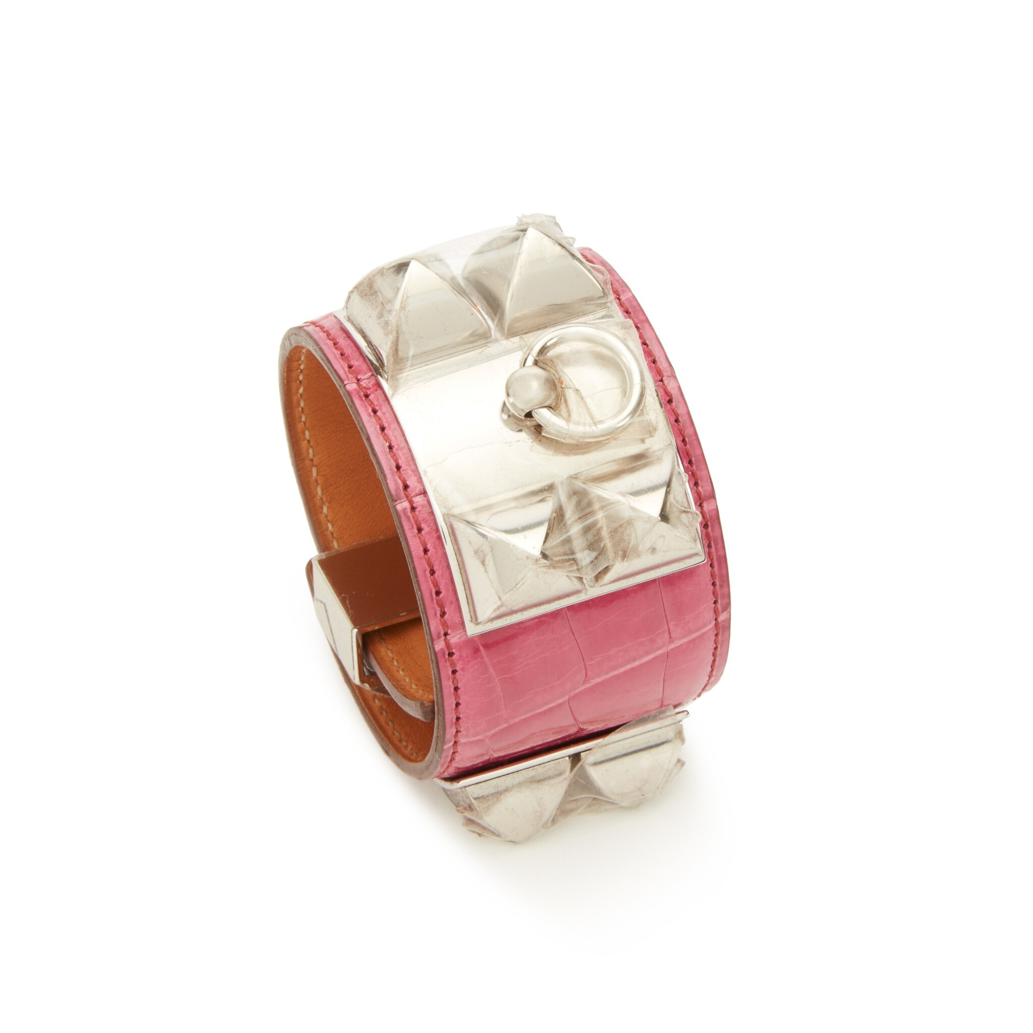 Fuchsia Shiny Alligator Collier de Chien Palladium Hardware, 2012 — view 1