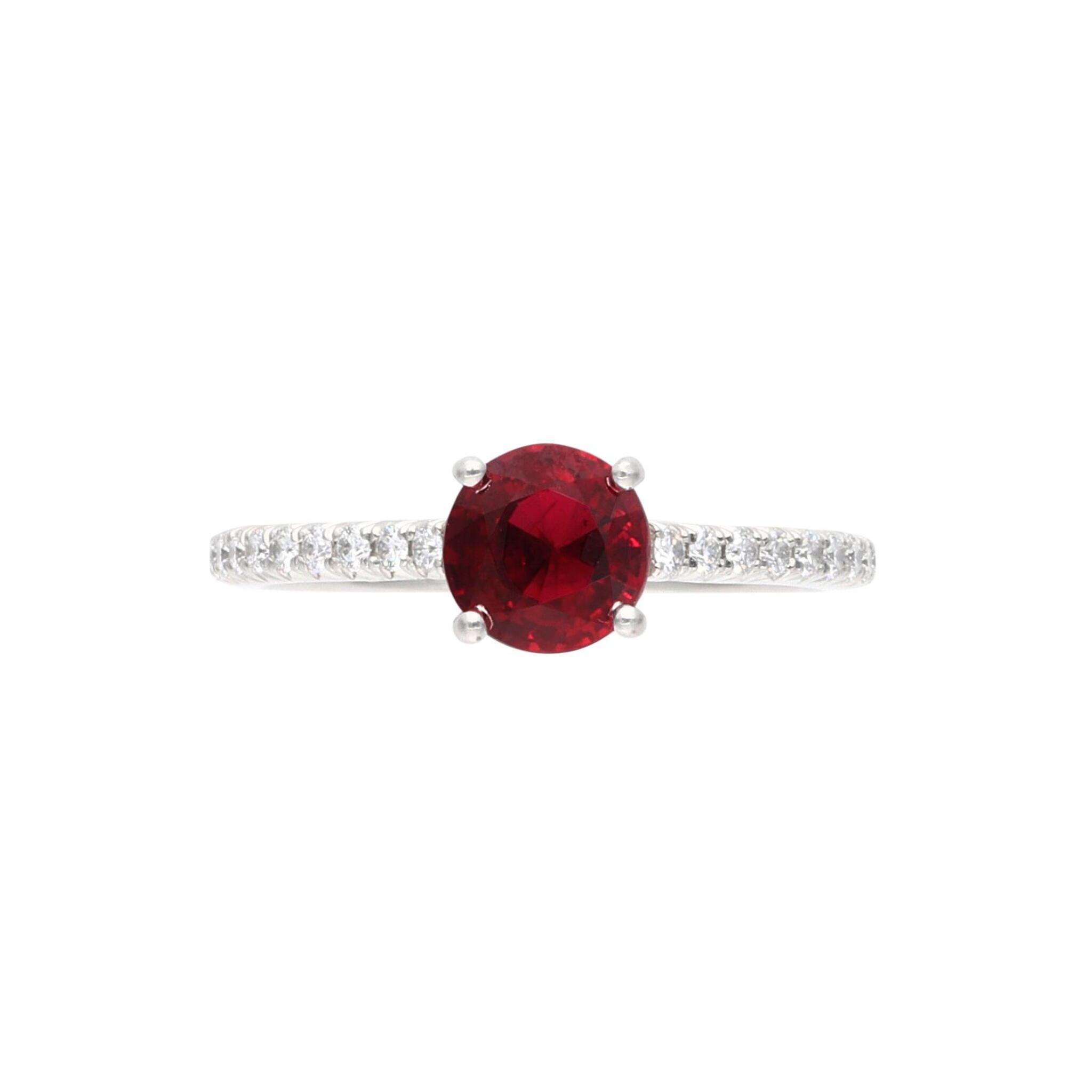 Platinum, 1.17ct Mozambique Ruby and Diamond Ring — view 1