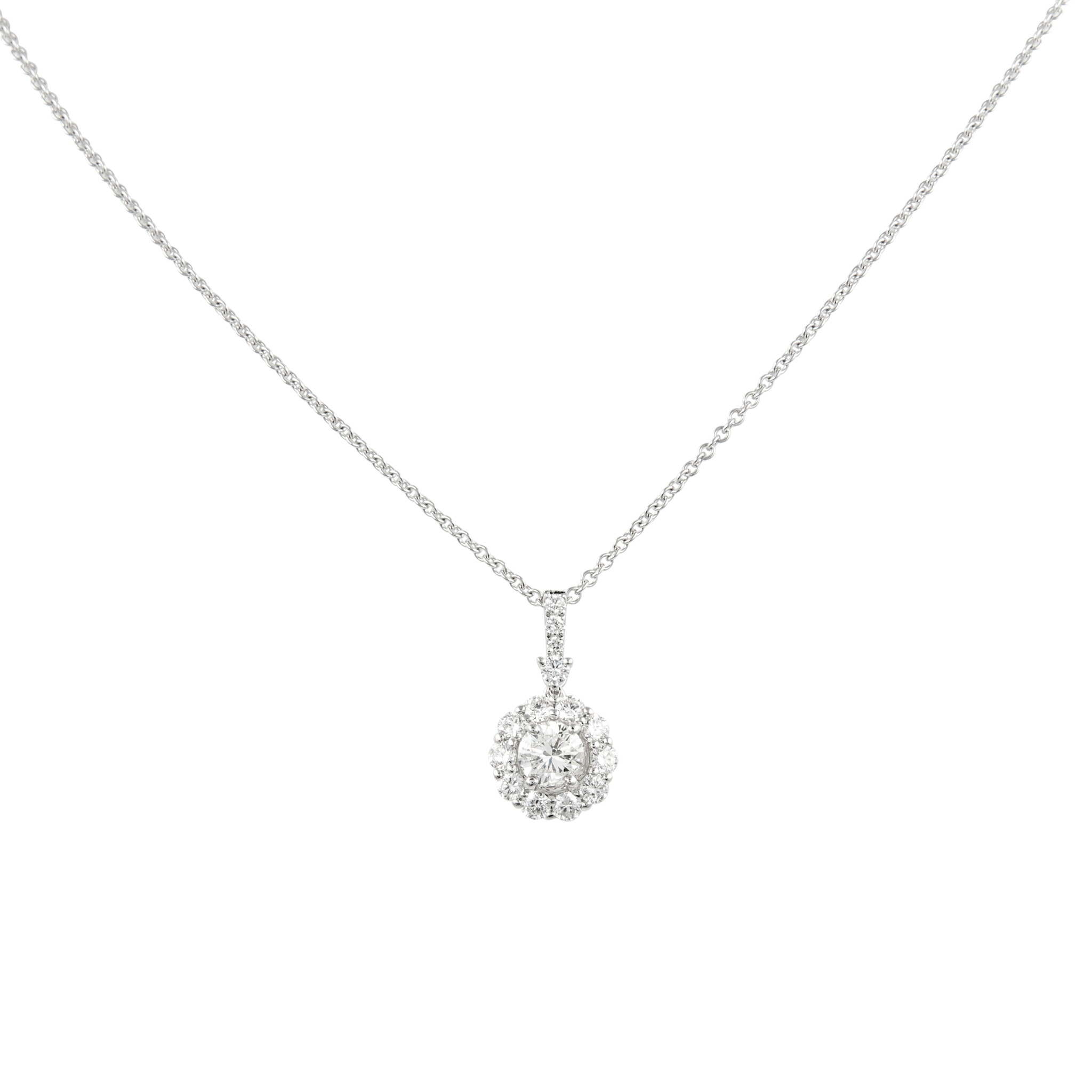 White Gold and Diamond Pendant Necklace — view 1