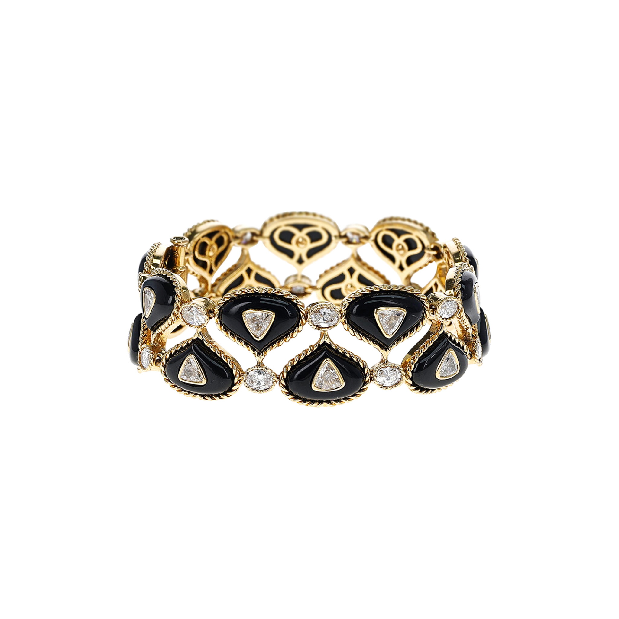 Gold, Onyx and Diamond Bracelet — view 1