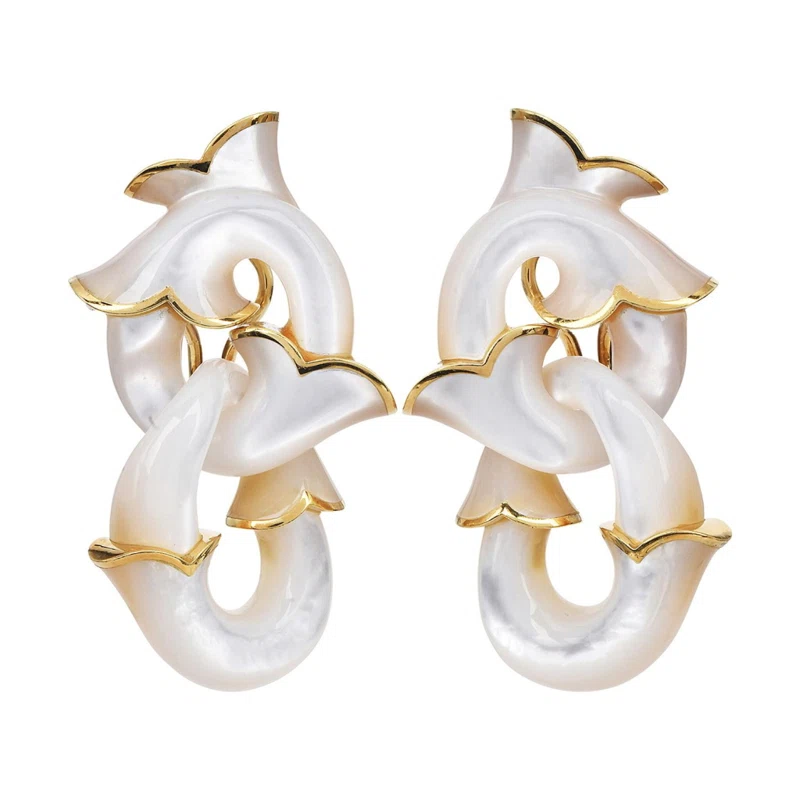 Vintage Gold and Mother of Pearl Earclips