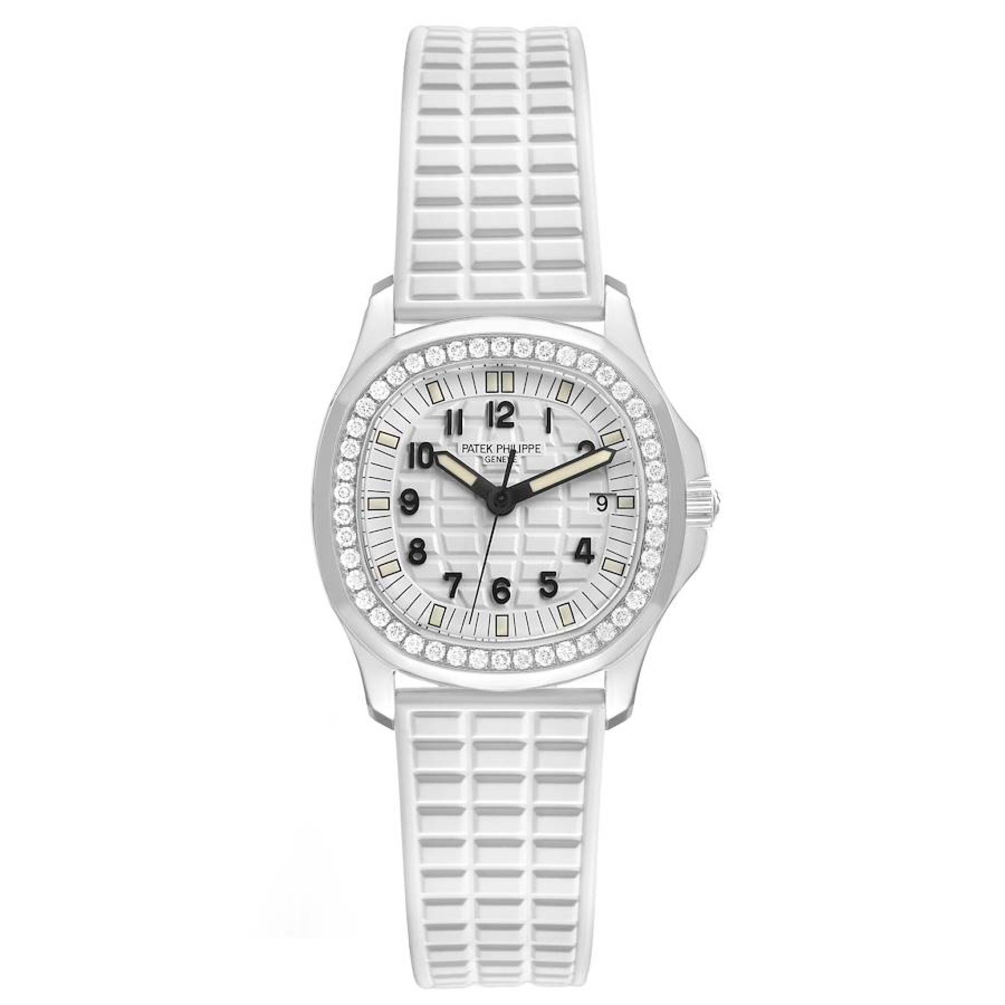Aquanaut (Reference 5067A/011). A 35.6mm stainless steel diamond-set quartz wristwatch with date. 2009 — view 1