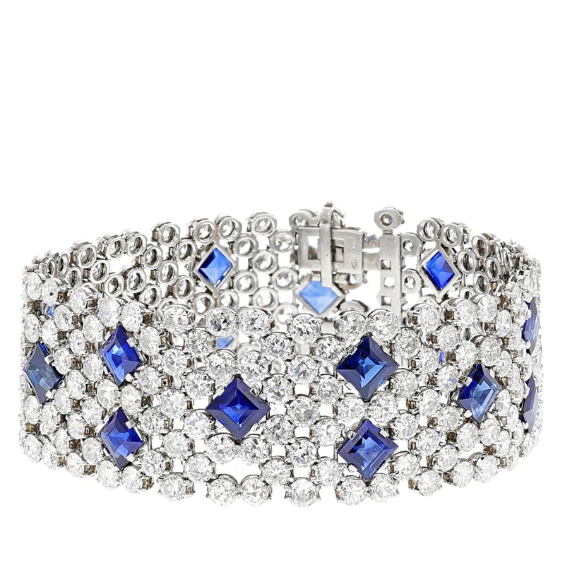 Art Deco Platinum, Sapphire and Diamond Bracelet