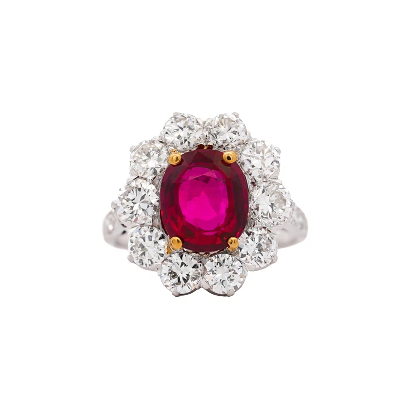 Art Deco Platinum, 4.05ct Thai Ruby and Diamond Ring