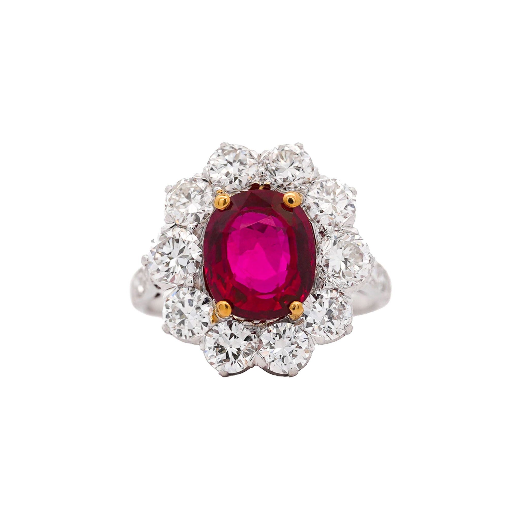 Art Deco Platinum, 4.05ct Thai Ruby and Diamond Ring  — view 1