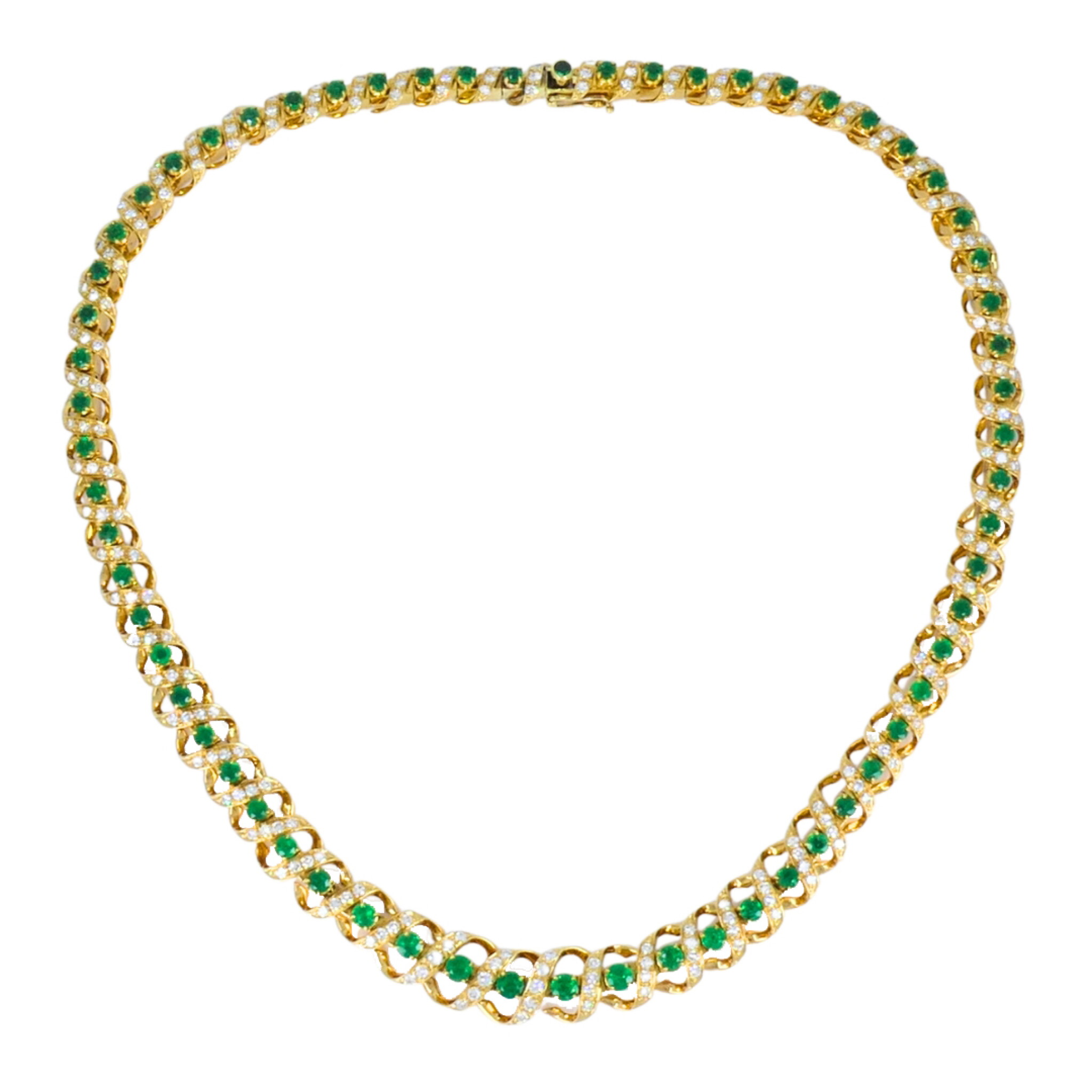 Vintage Gold, Emerald and Diamond Necklace  — view 1