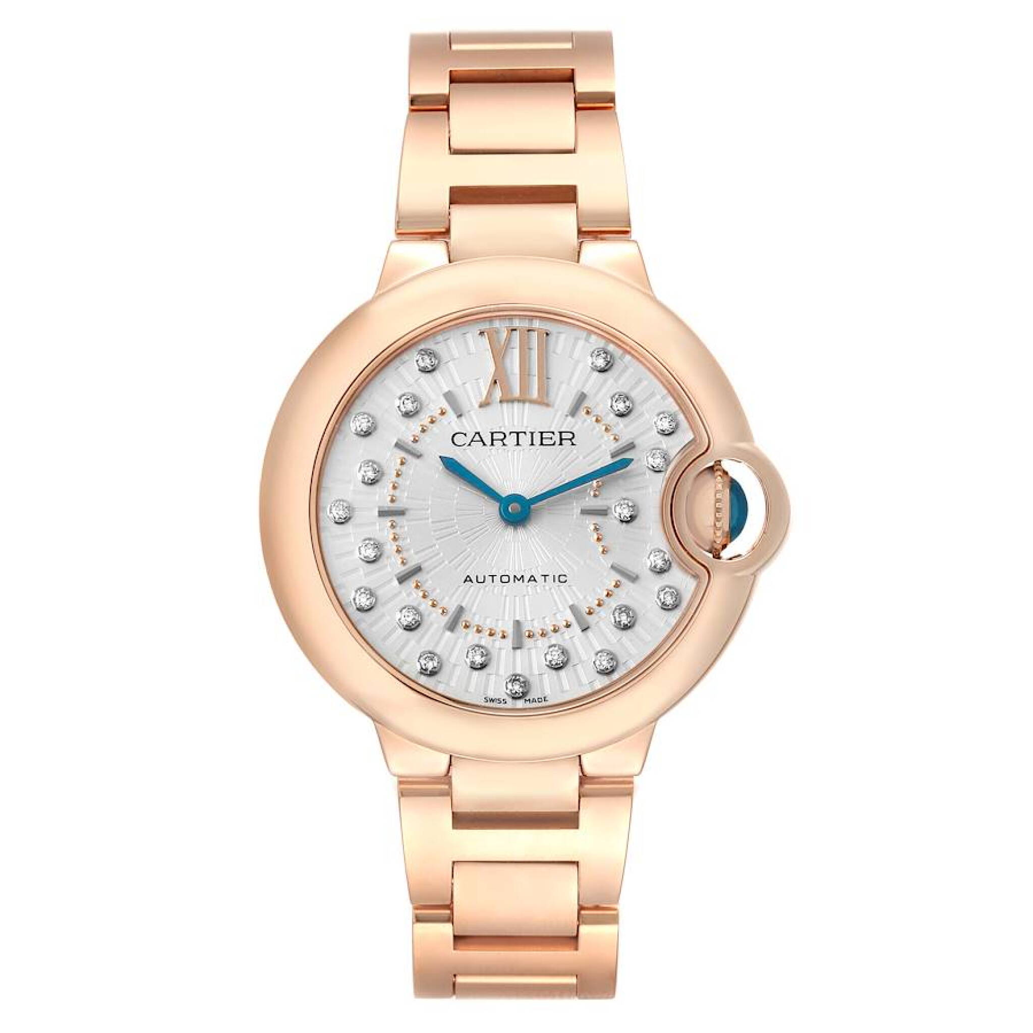 Ballon Bleu (Reference WGBB0054). A 33mm rose gold diamond-set automatic wristwatch. 2023 — view 1