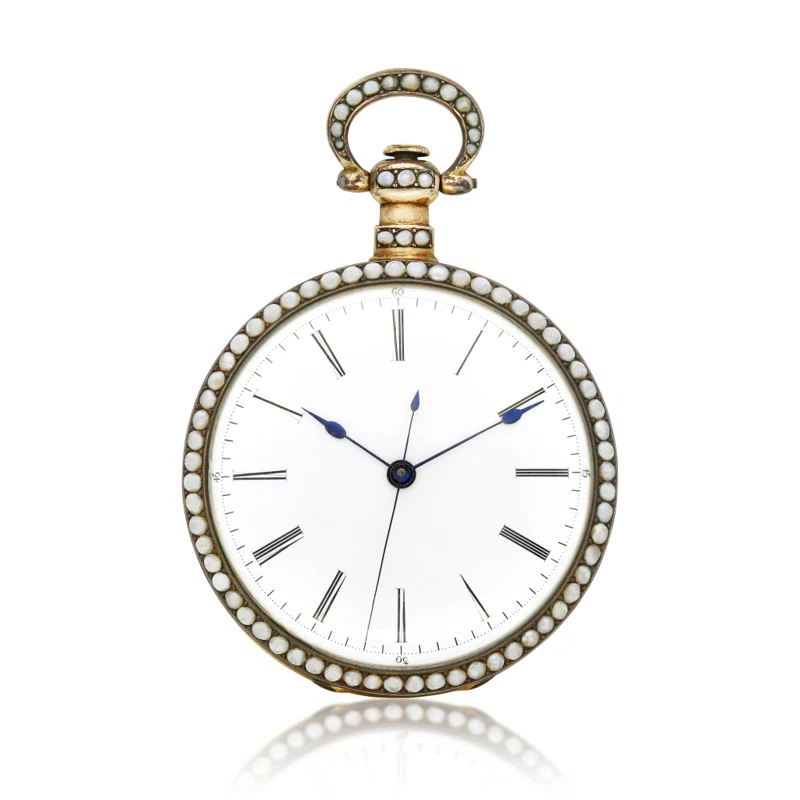 Bovet. A silver gilt, enamel, and split pearls open face watch made for the Chinese market. Circa 1890