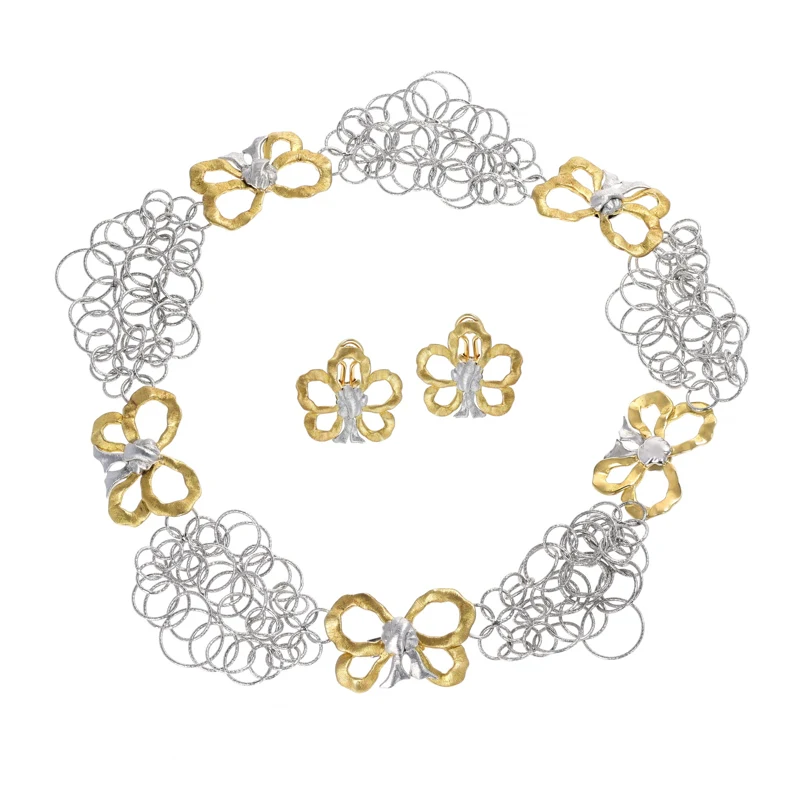 Gold and White Gold Necklace Demi Parure