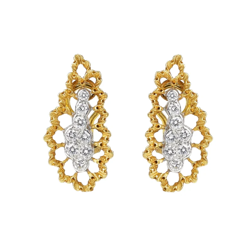 Gold, White Gold and Diamond Earclips