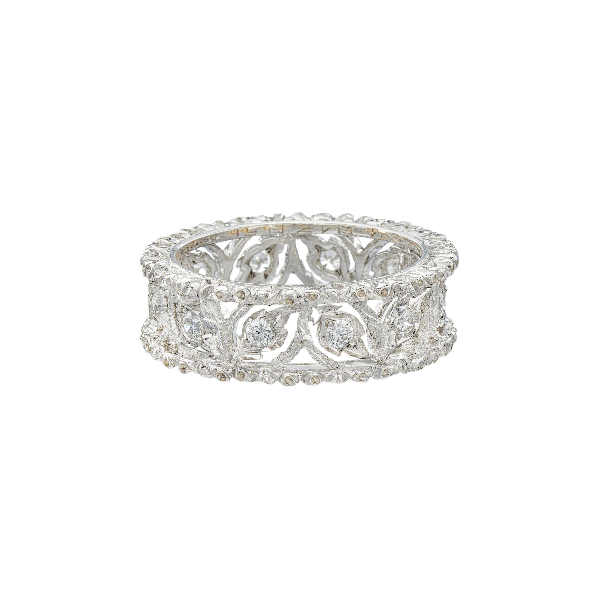 White Gold and Diamond Ramage Éternelle Ring — view 1