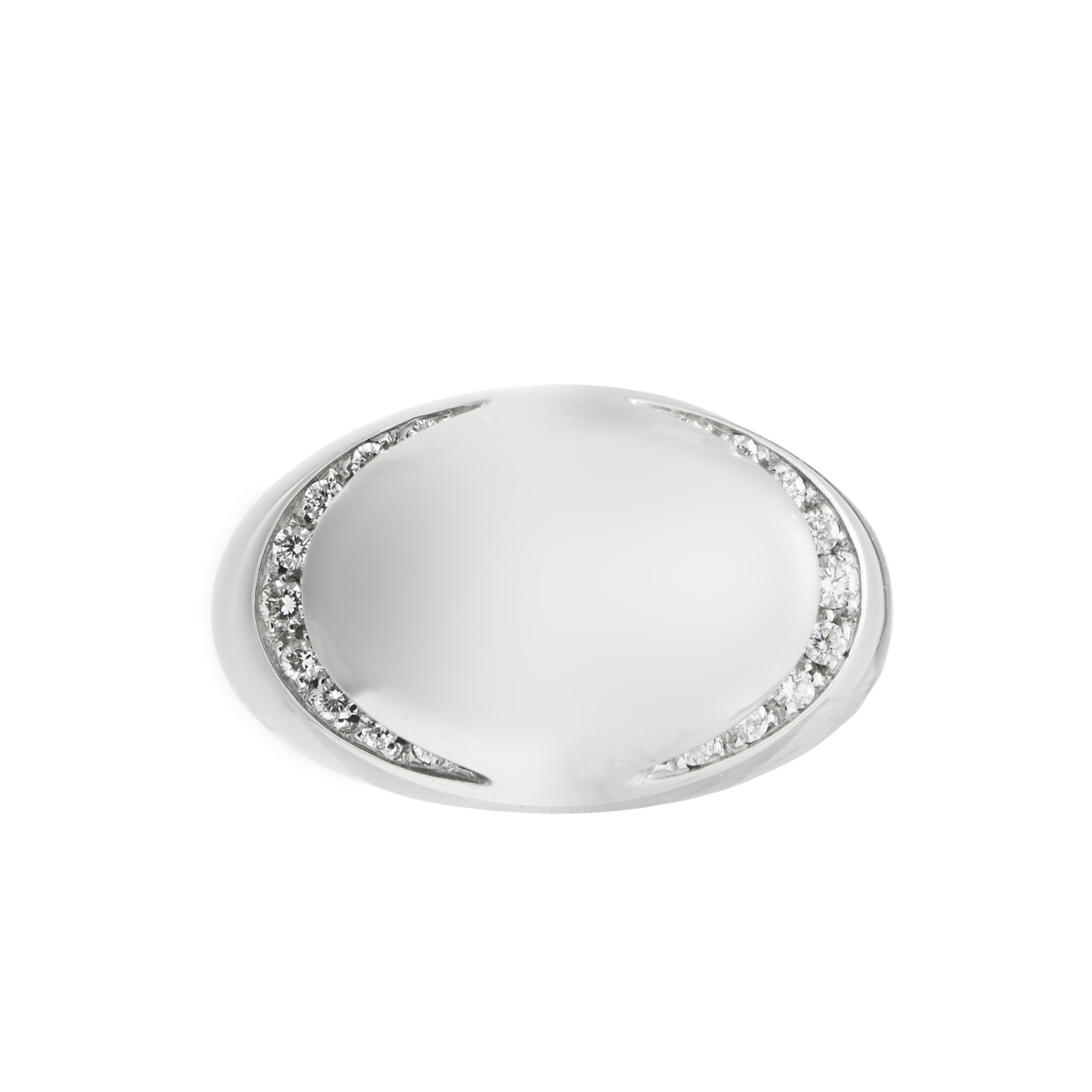 White Gold and Diamond Cabochon Ring  — view 1
