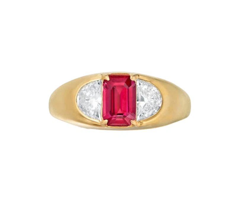 Gold, 0.92ct Mozambique Ruby and Diamond Ring 