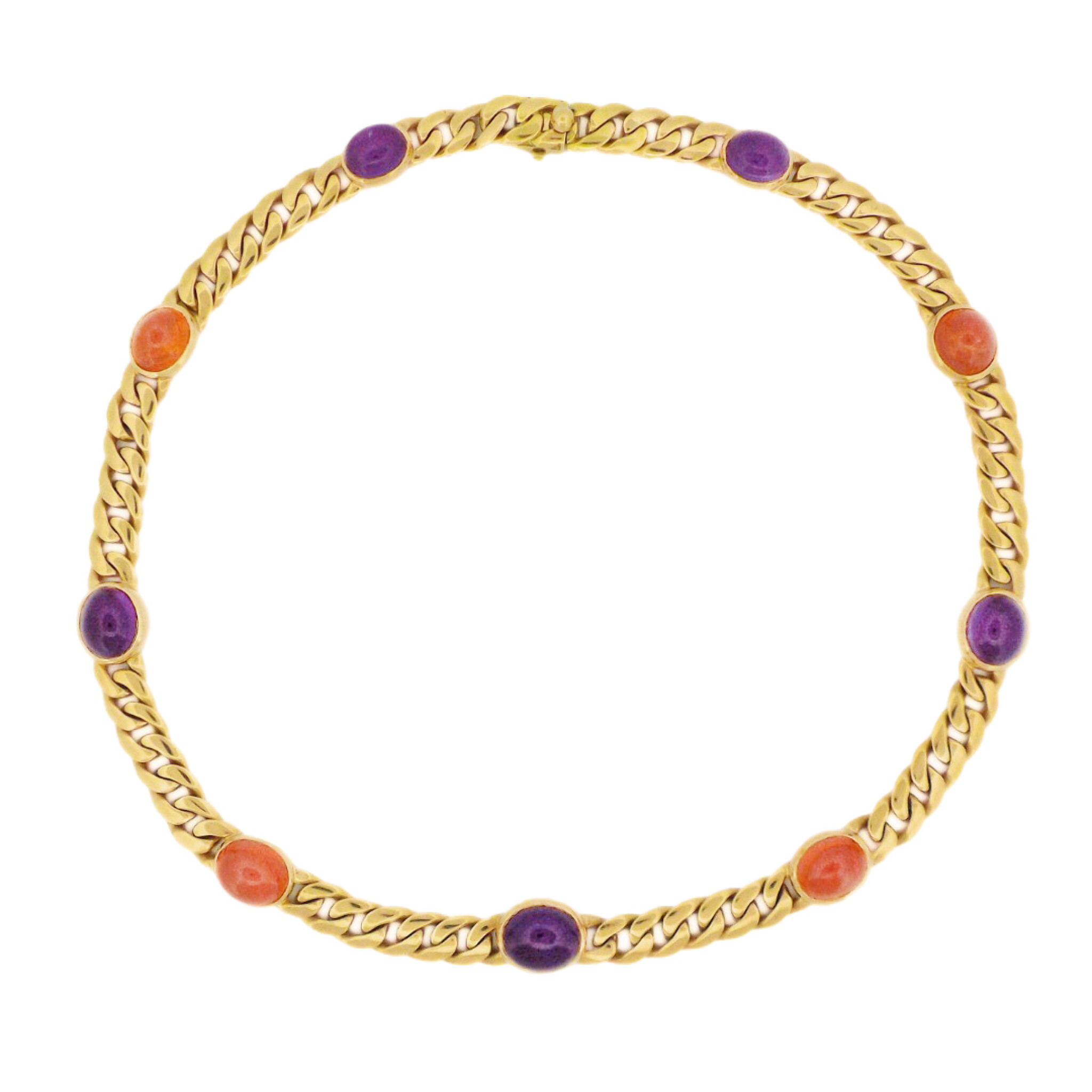 Gold, Amethyst and Citrine Curb Link Necklace — view 1