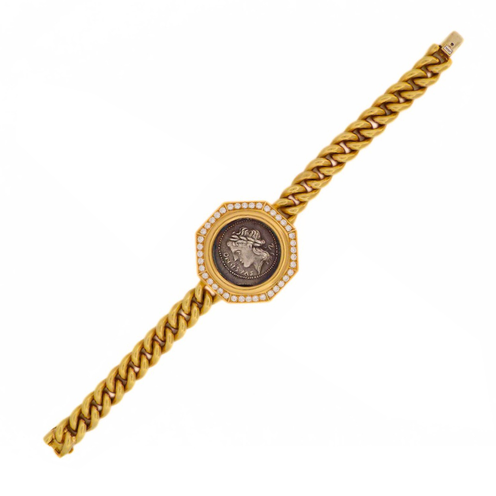Gold, Diamond and Ancient Coin Monete Bracelet — view 1