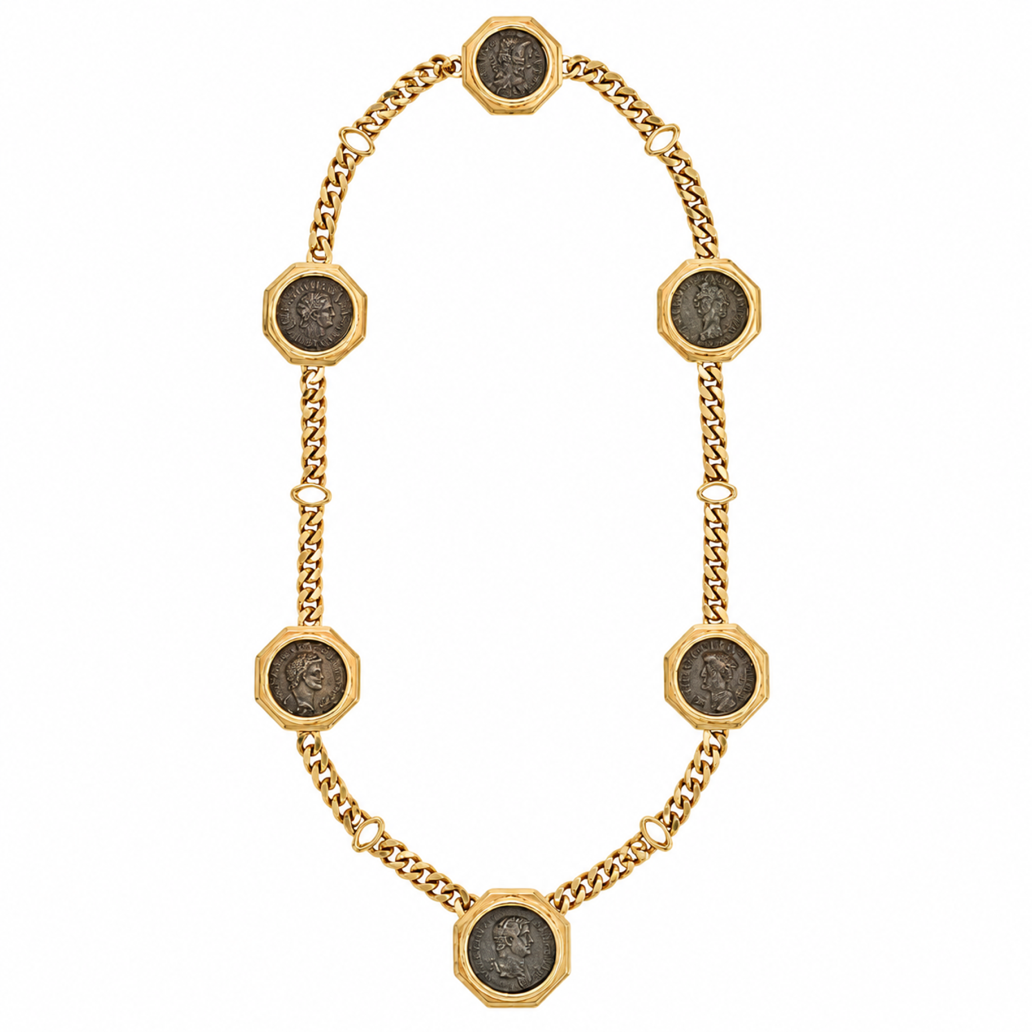Gold and 6 Ancient Coins Monete Necklace — view 1