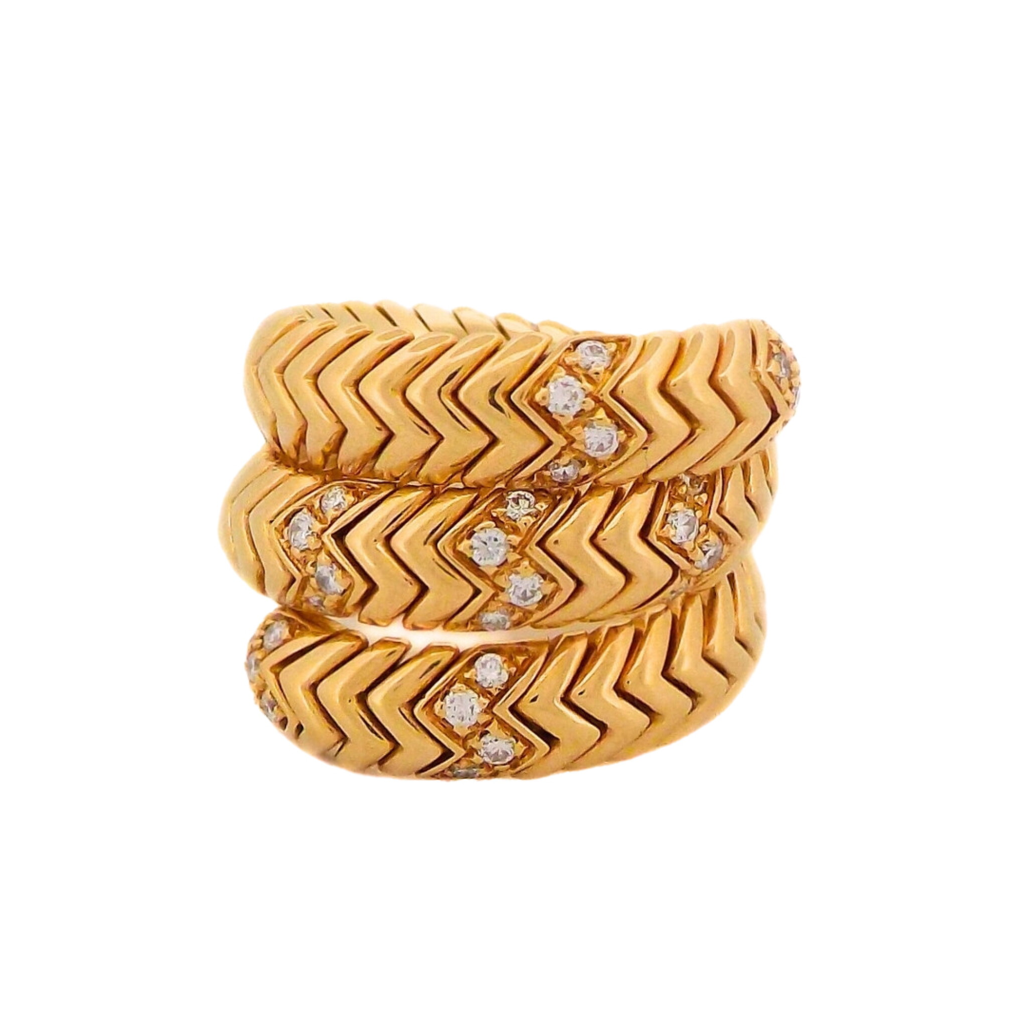 Gold and Diamond Spiga Ring  — view 1