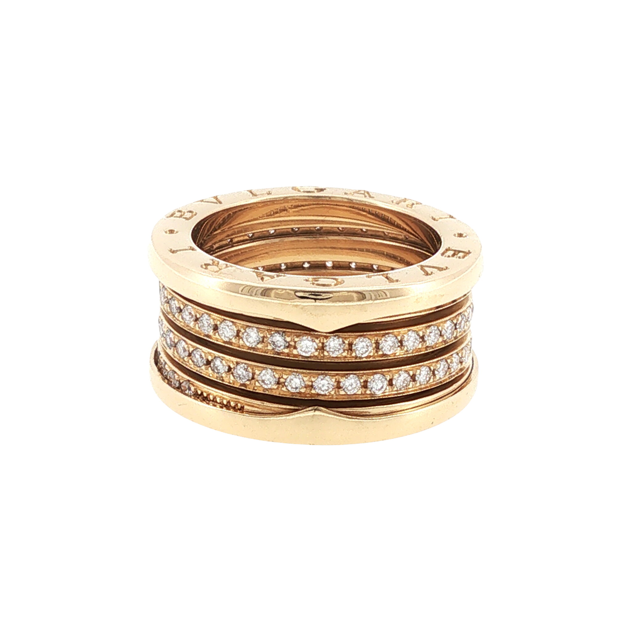 Gold and Diamond Three Row B.zero1 Ring — view 1