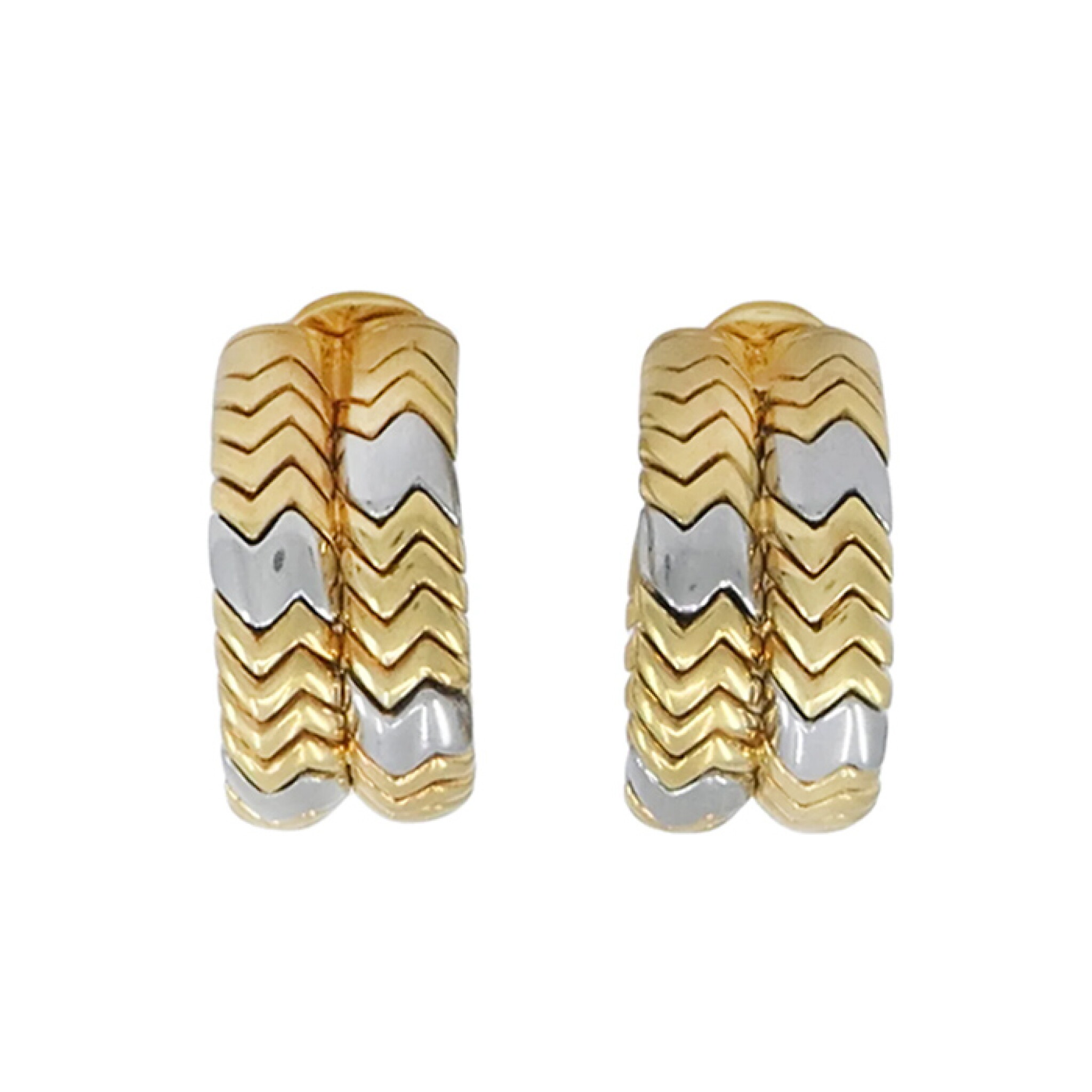 Gold and Stainless Steel Spiga Double Hoop Earclips — view 1