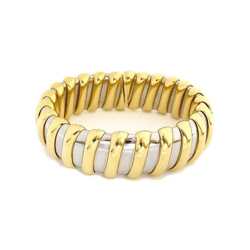 Gold and Stainless Steel Tubogas Cuff Bracelet