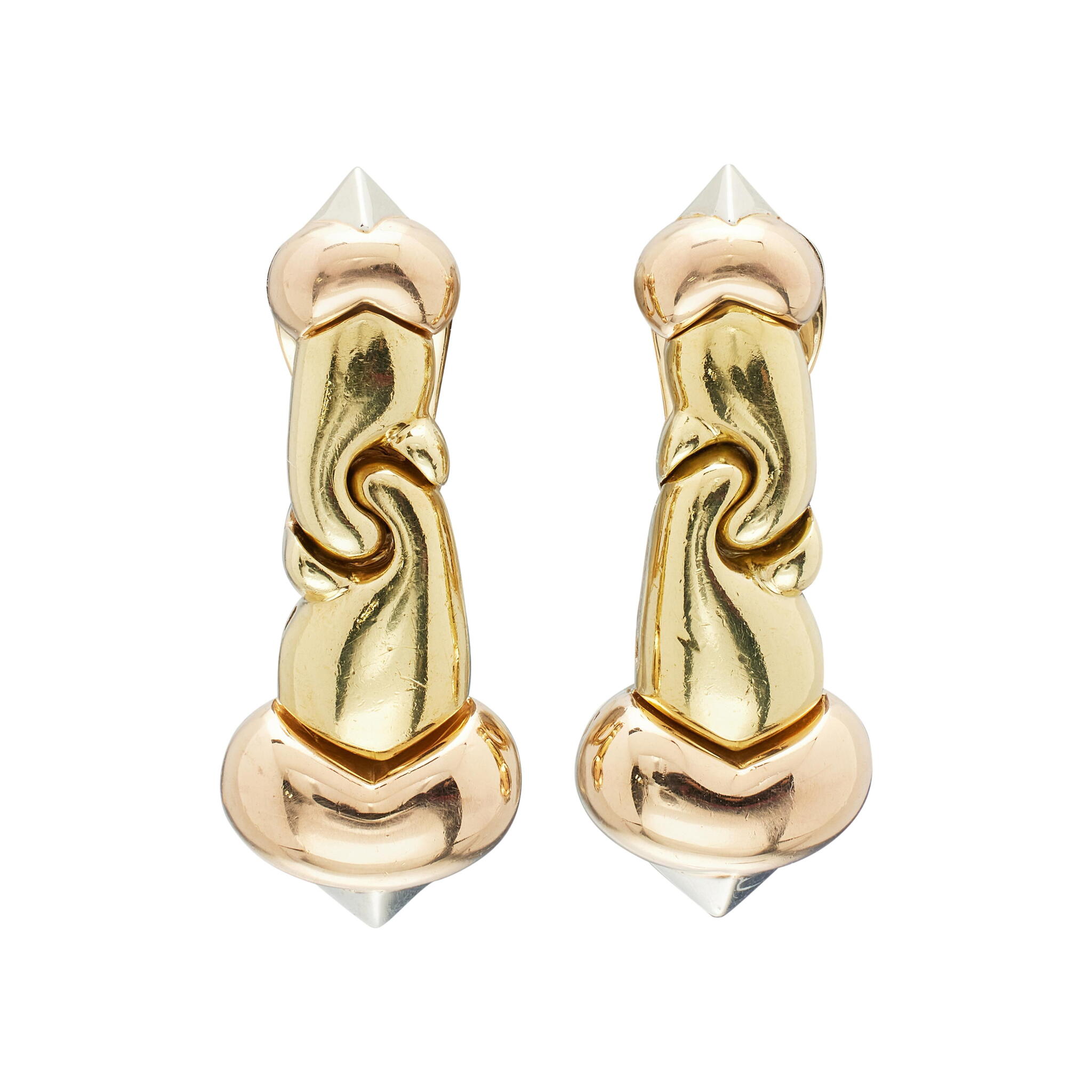 Gold, White Gold and Rose Gold Earclips — view 1