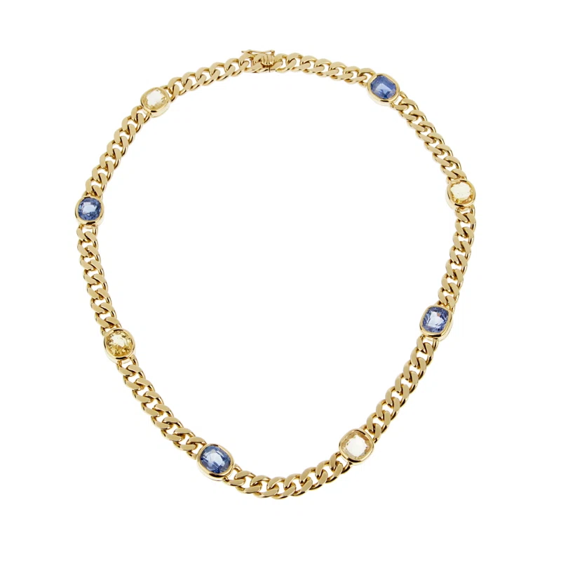 Gold, Yellow Sapphire and Sapphire Necklace