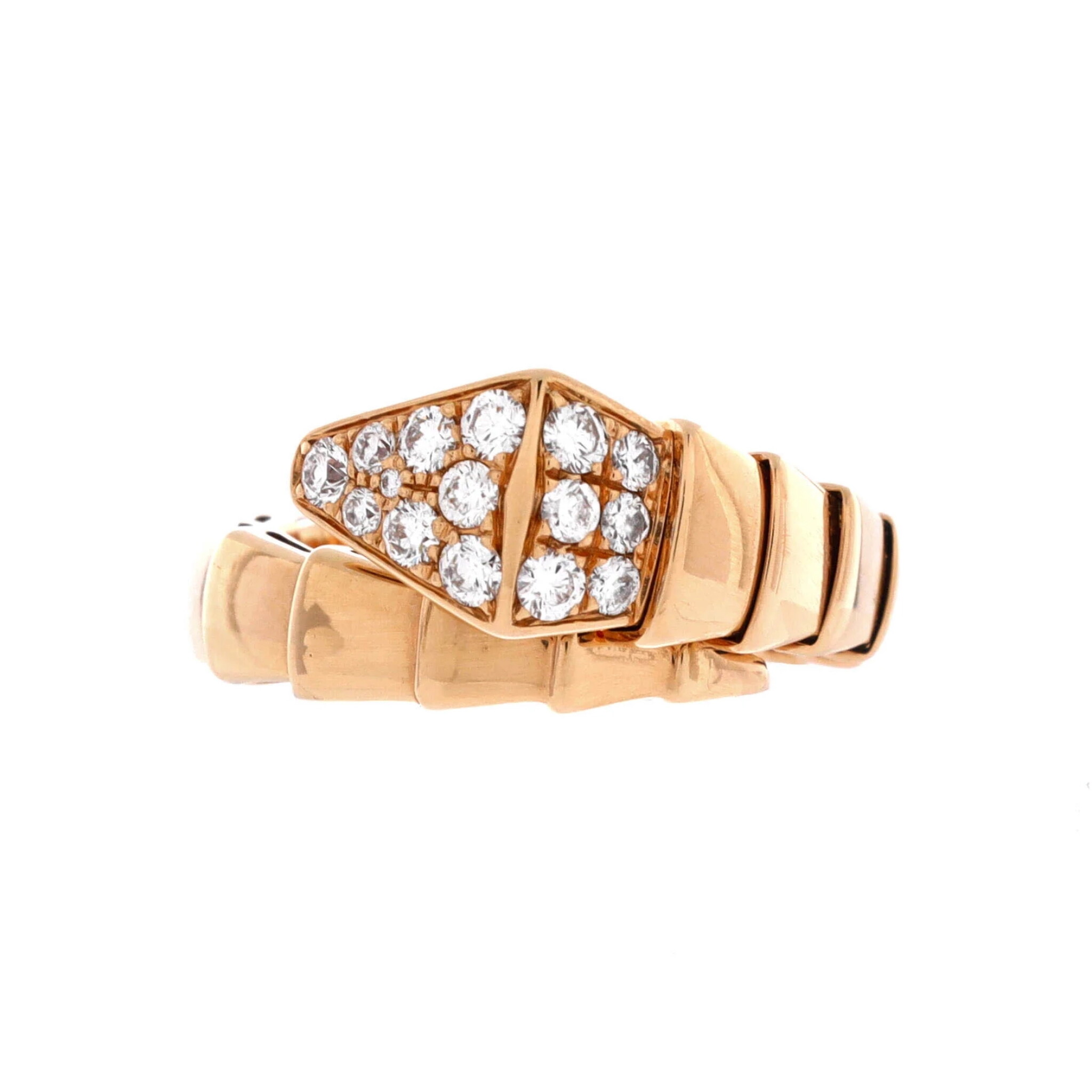 Rose Gold and Diamond Serpenti Viper One Coil Ring — view 1