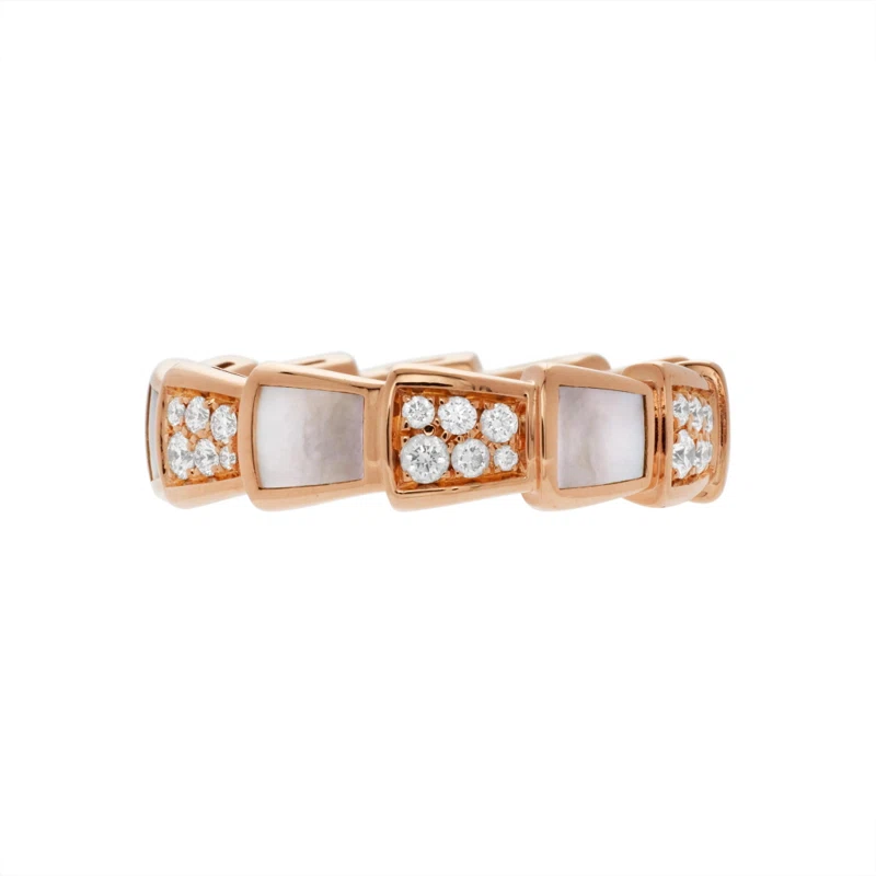 Rose Gold, Diamond and Mother of Pearl Serpenti Viper Ring