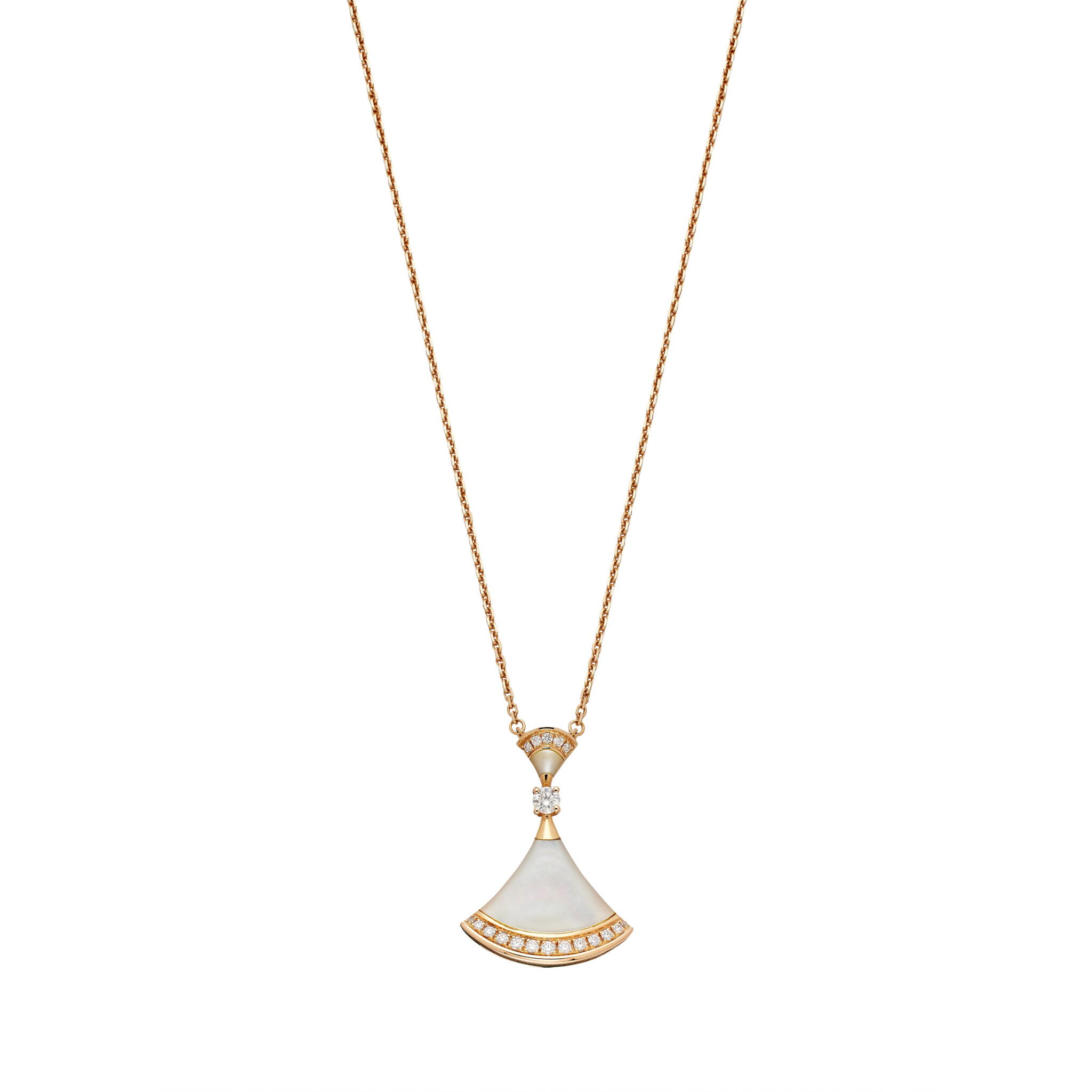 Rose Gold, Mother of Pearl and Diamond Diva’s Dream Pendant Necklace  — view 1