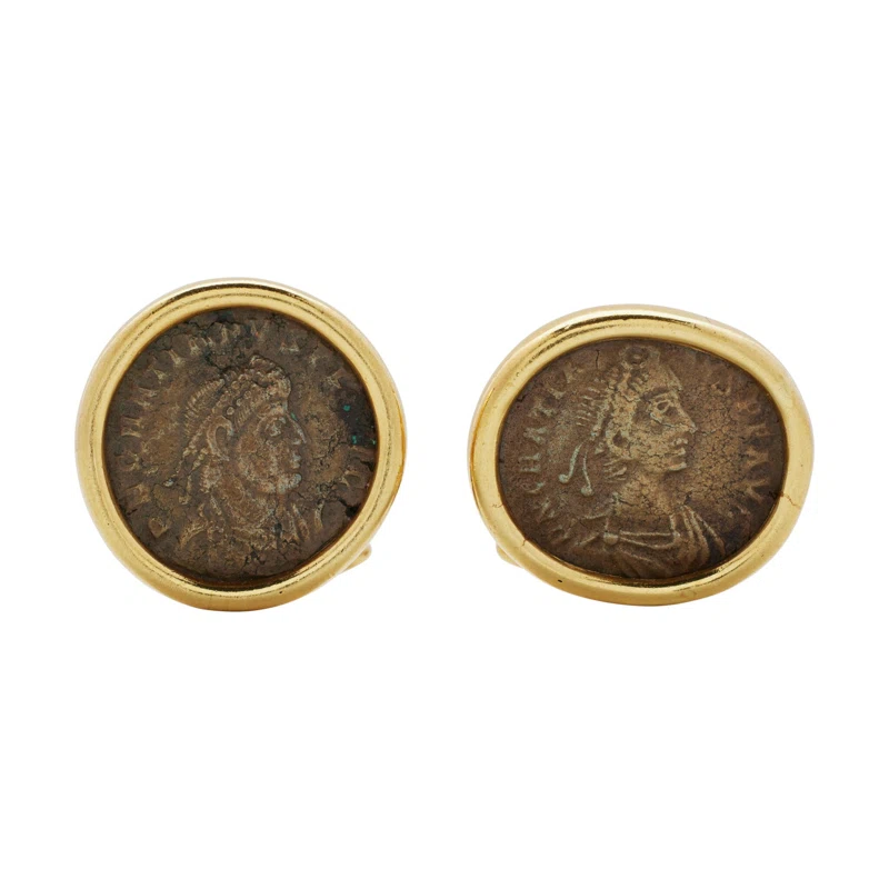 Vintage Gold and Ancient Coin Monete Cufflinks 
