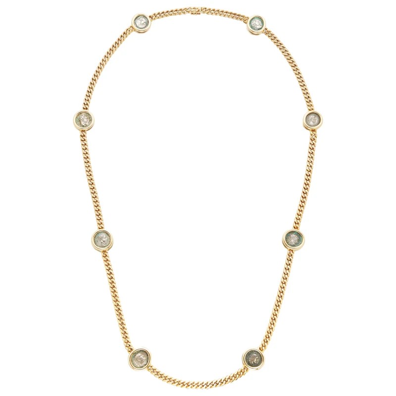 Vintage Gold and 8 Ancient Coin Monete Necklace