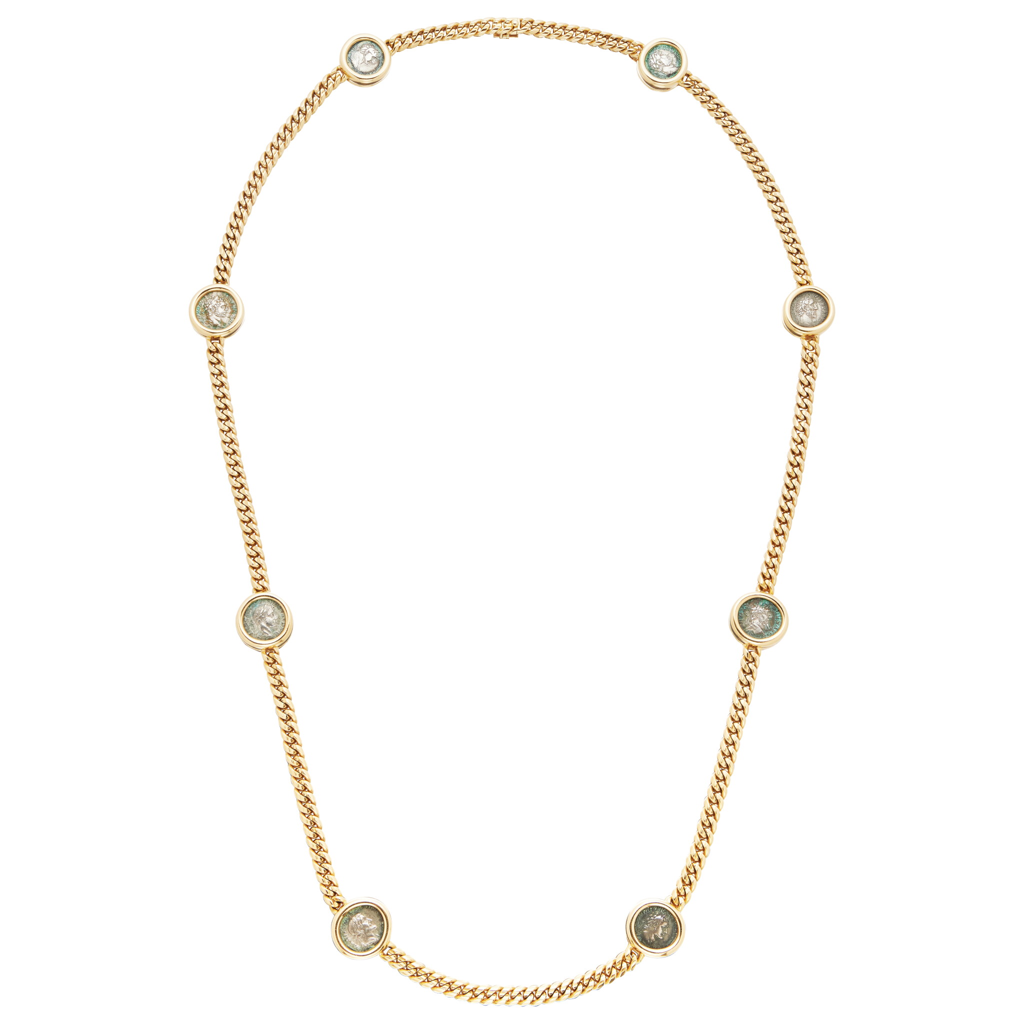 Vintage Gold and 8 Ancient Coin Monete Necklace — view 1