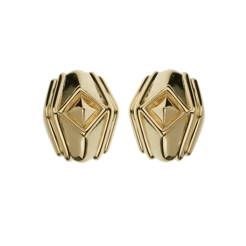 Vintage Gold Pyramid Earclips