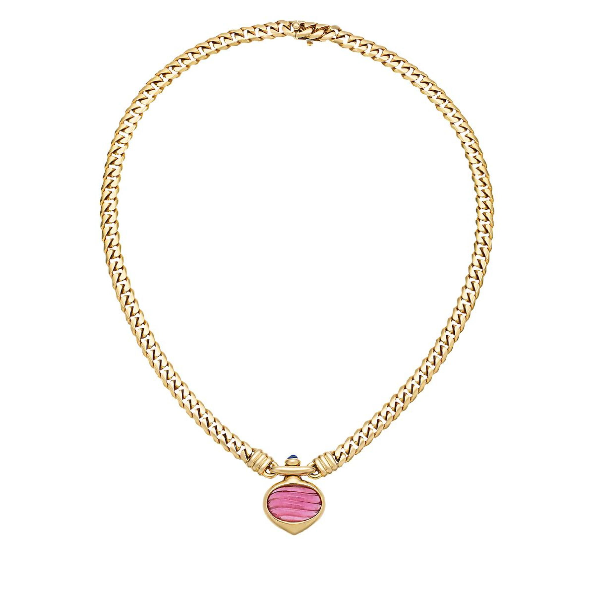 Vintage Gold, Tourmaline and Sapphire Necklace — view 1