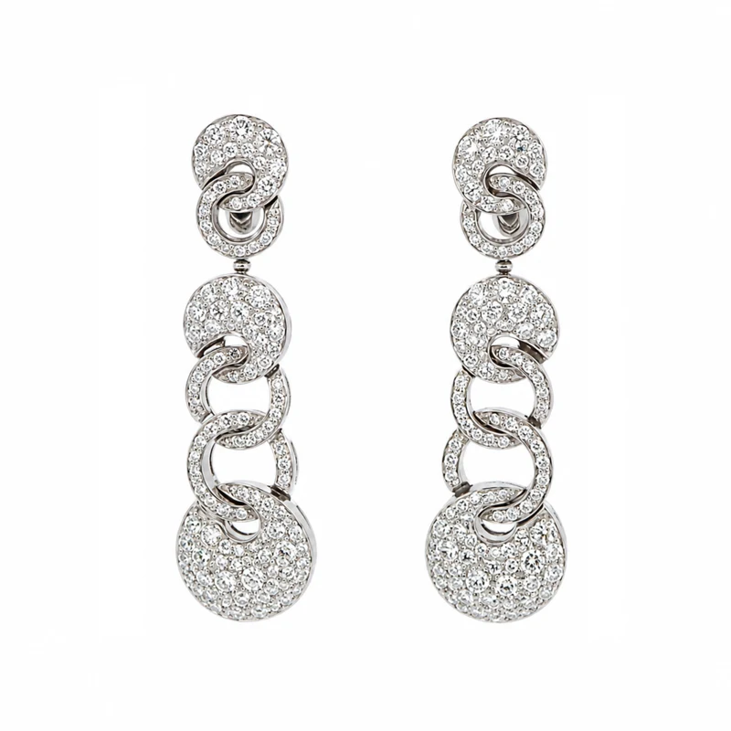 White Gold and Diamond Cerchi Earclips 