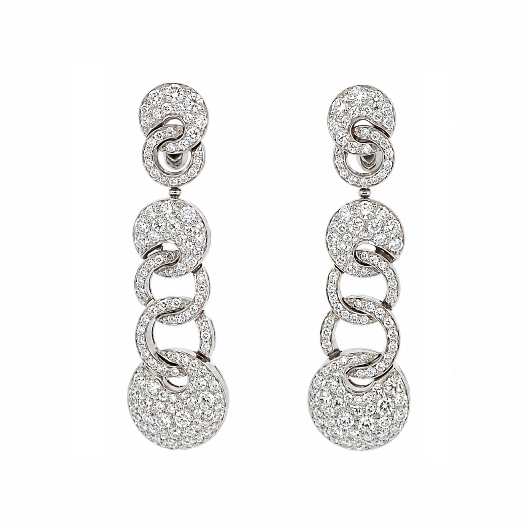 White Gold and Diamond Cerchi Earclips  — view 1