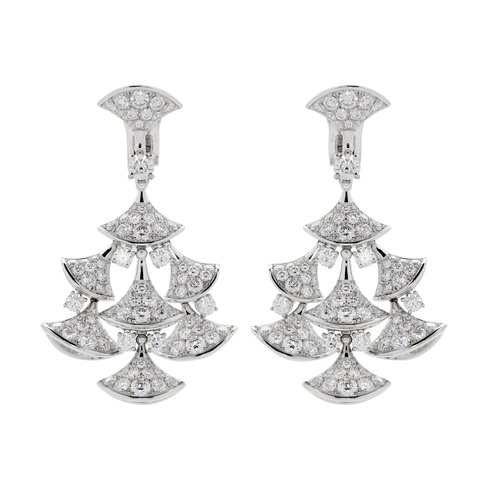White Gold and Diamond Diva's Dream Earclips — view 1