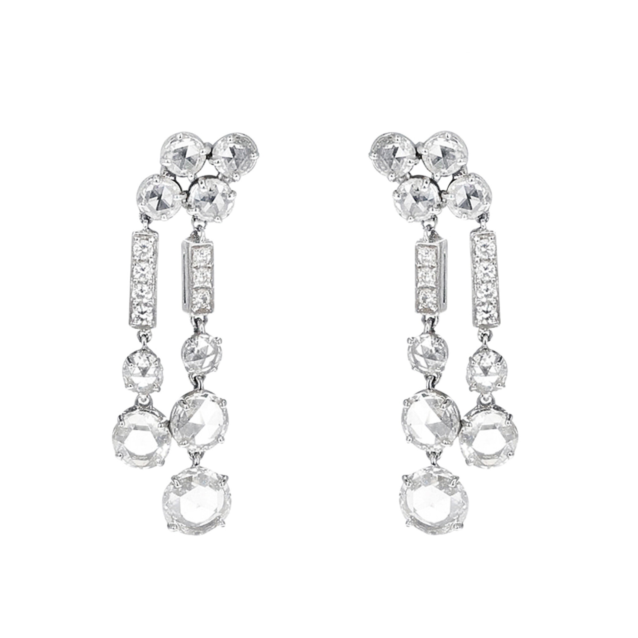 White Gold and Diamond Drop Earrings — view 1