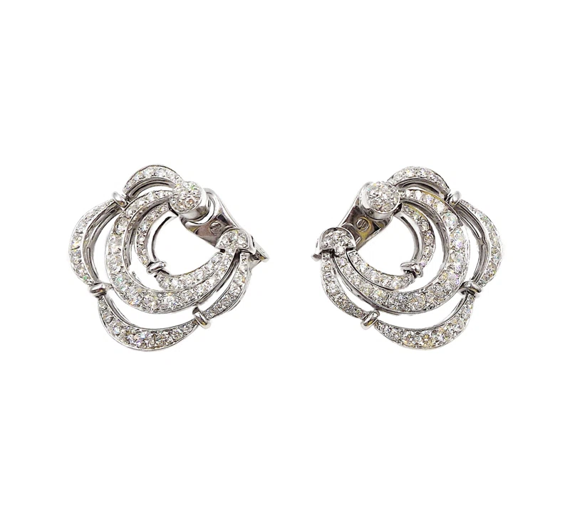 White Gold and Diamond Festoon Earclips 