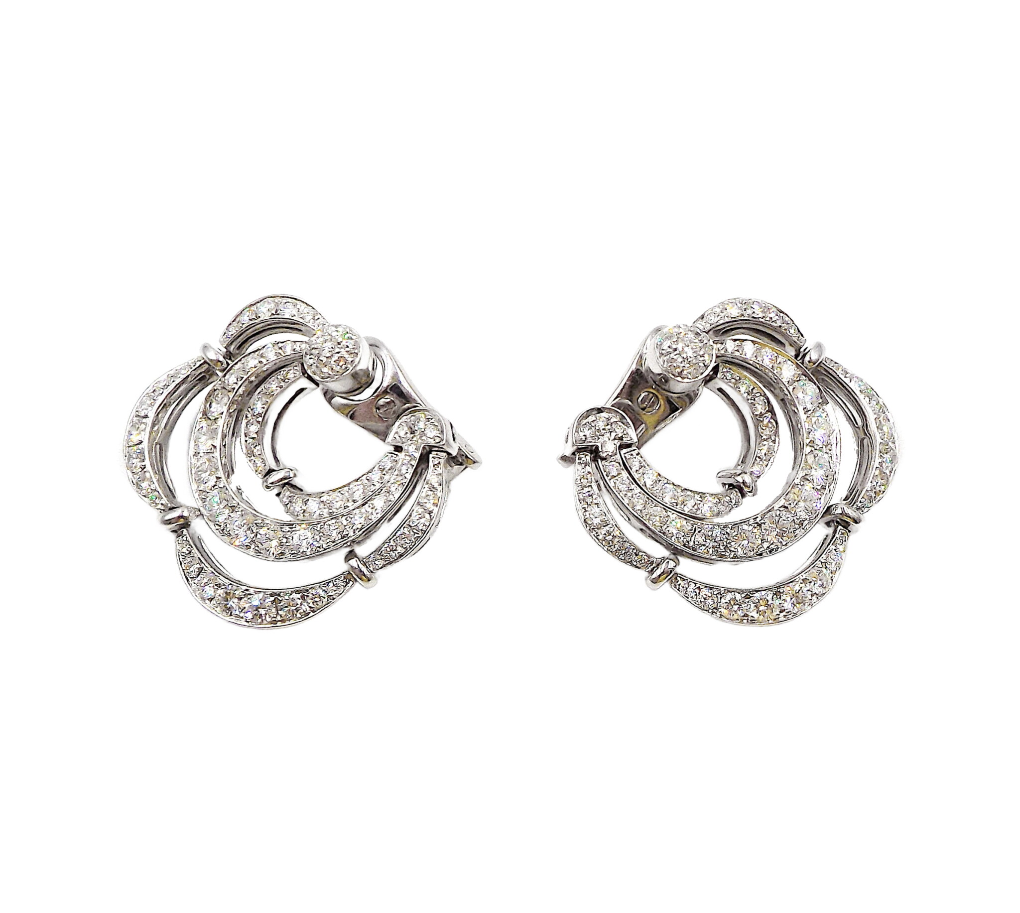 White Gold and Diamond Festoon Earclips  — view 1