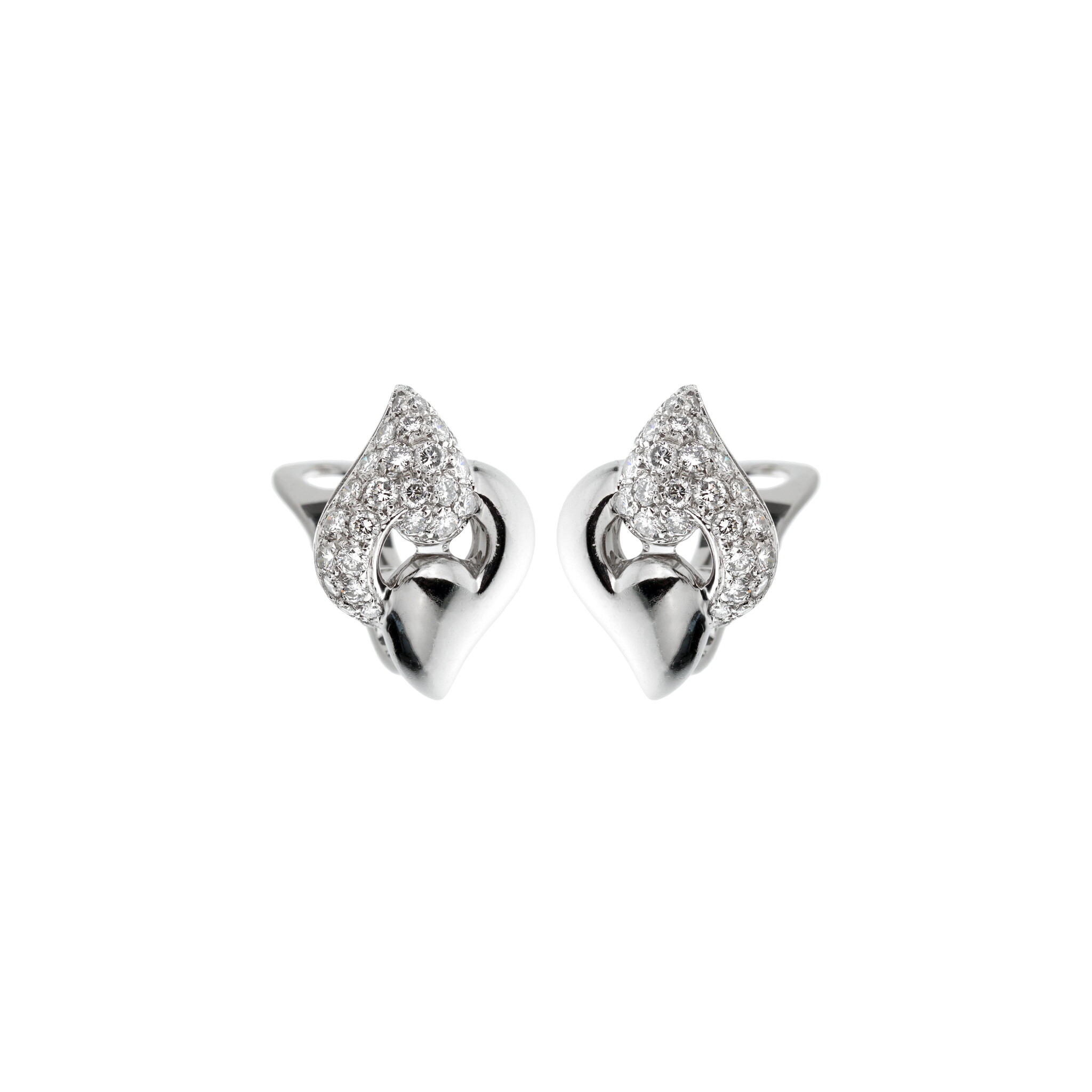 White Gold and Diamond Earclips — view 1