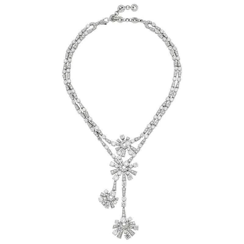 White Gold and Diamond Lariat Necklace 