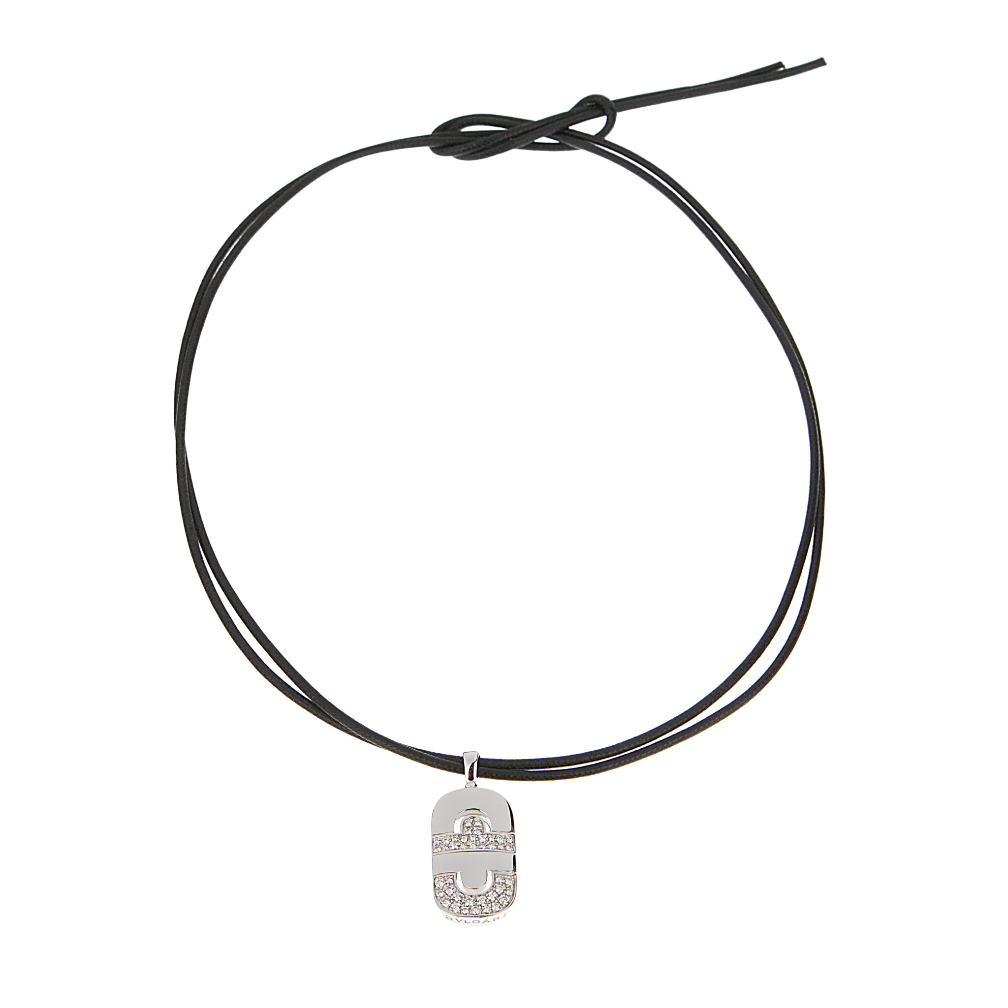 White Gold and Diamond Parentesi Pendant Necklace — view 1