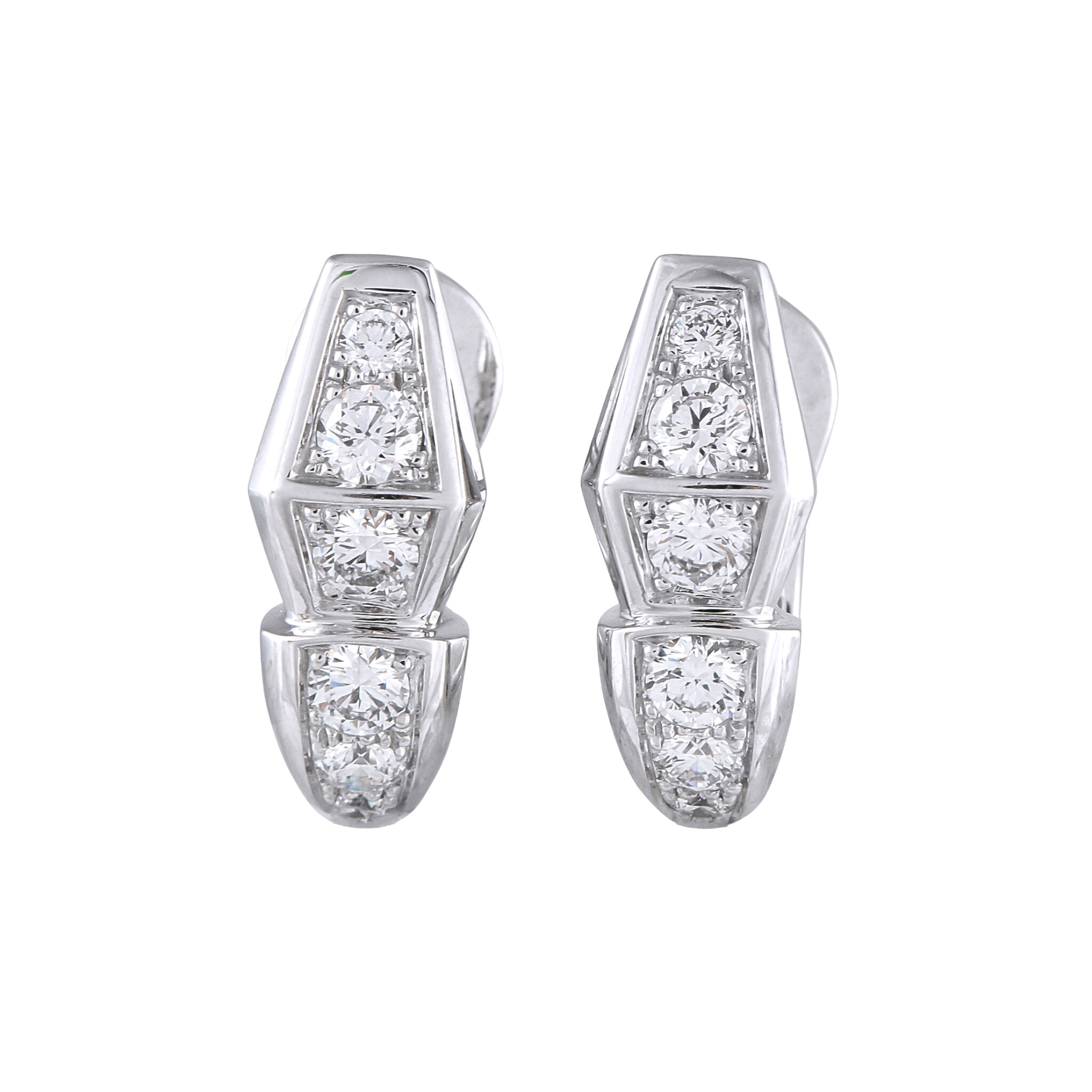 White Gold and Diamond Serpenti Viper Earclips — view 1