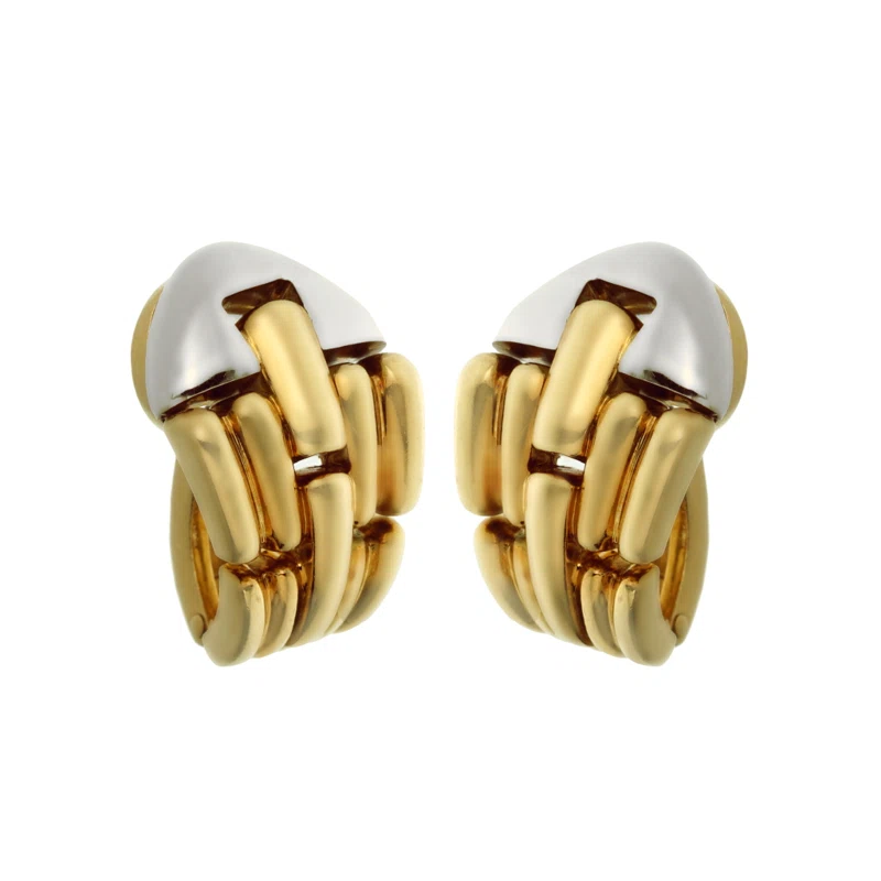 White Gold and Gold Two-Tone Earclips